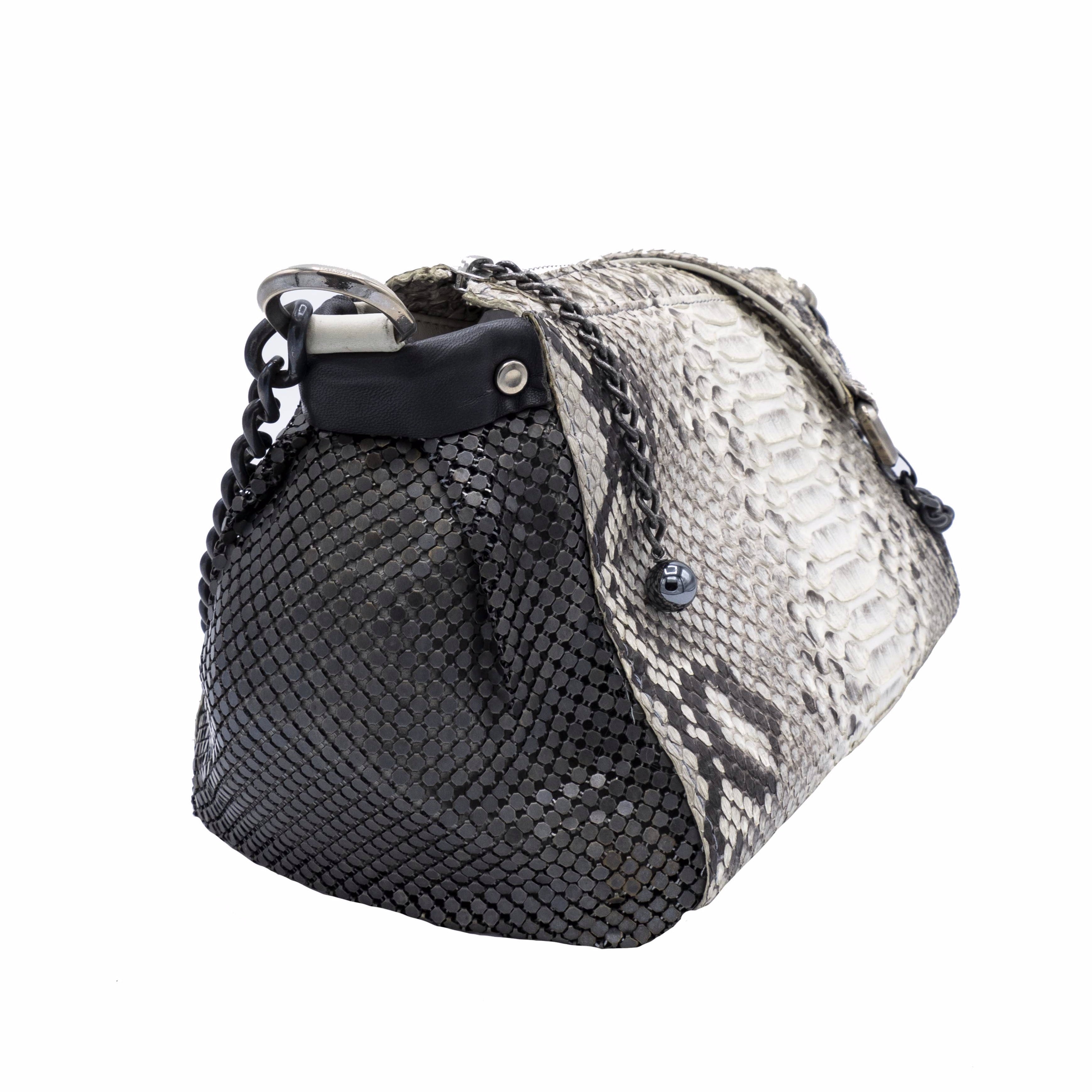 Laura B Taupe Snakeskin Bag