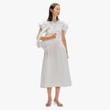 Rose Puff Sleeve Cotton Dress