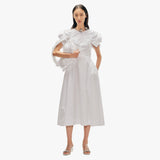 Rose Puff Sleeve Cotton Dress