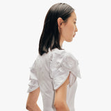 Rose Puff Sleeve Cotton Dress