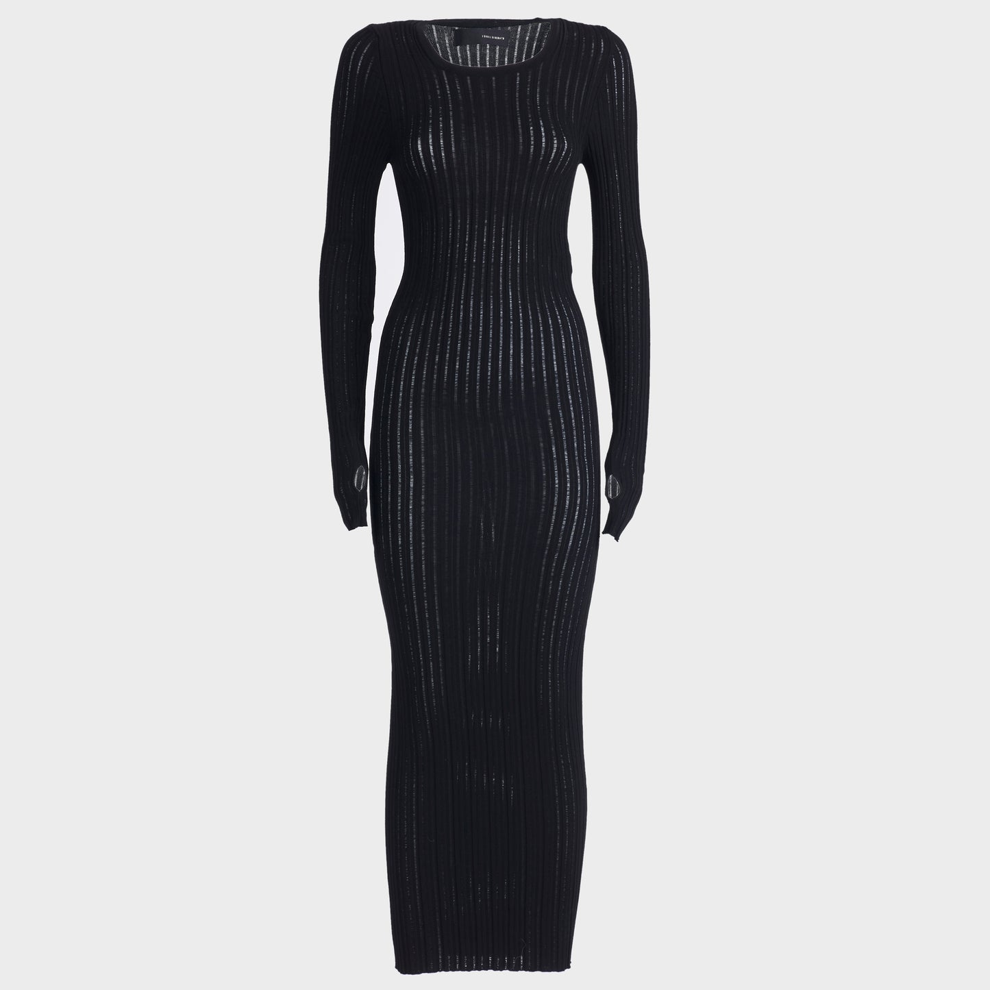 Ribbed Viscose Long Sleeve Dress