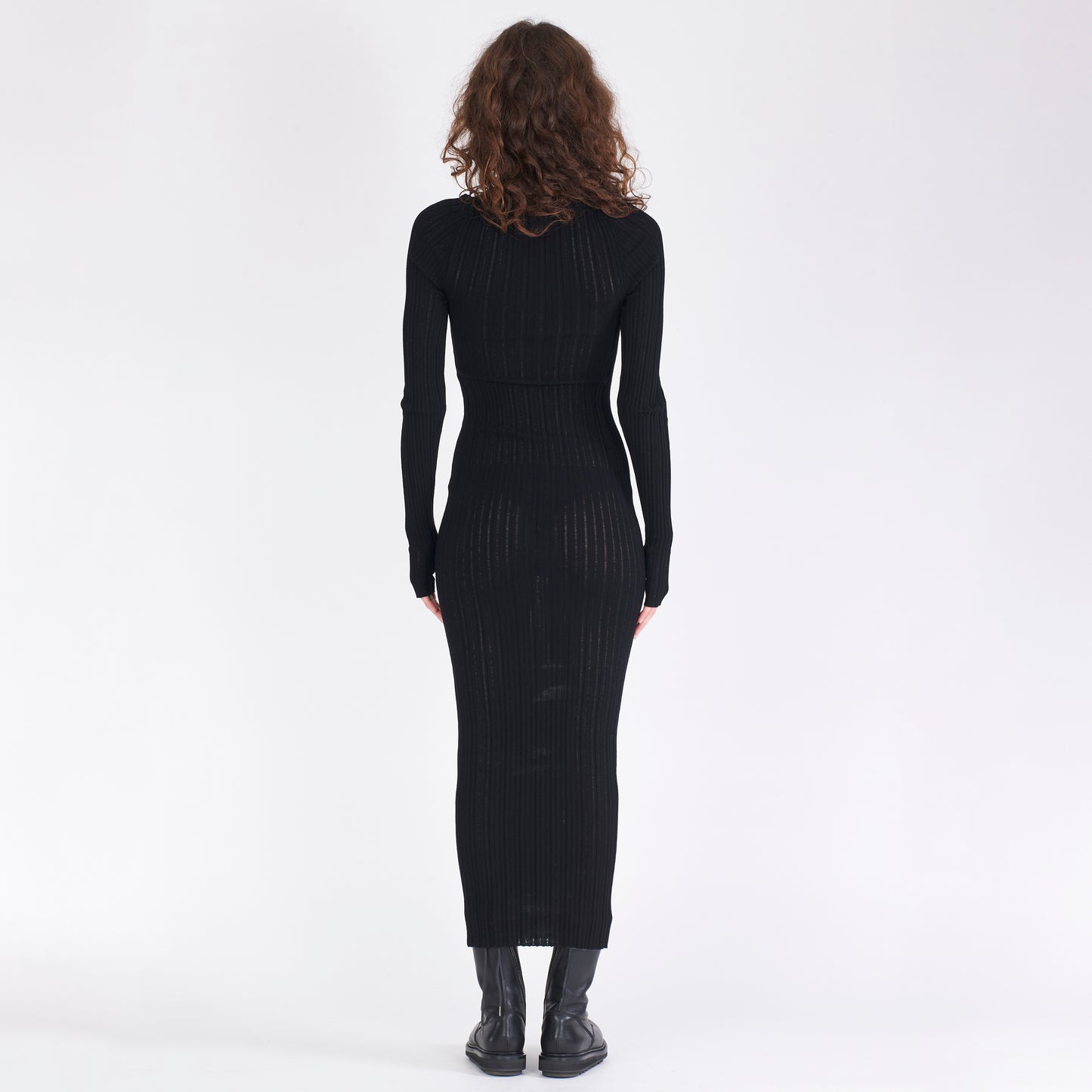 Ribbed Viscose Long Sleeve Dress