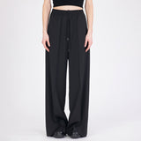 Isabel Benenato Straight Wide Leg Wool Pants