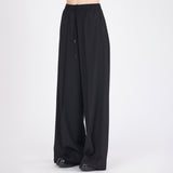 Isabel Benenato Straight Wide Leg Wool Pants