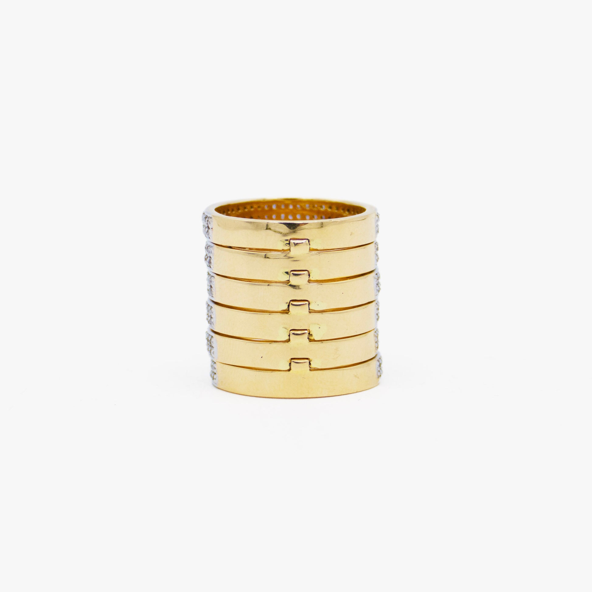 AM Studio 18KT Gold and Diamond Stacked Ring