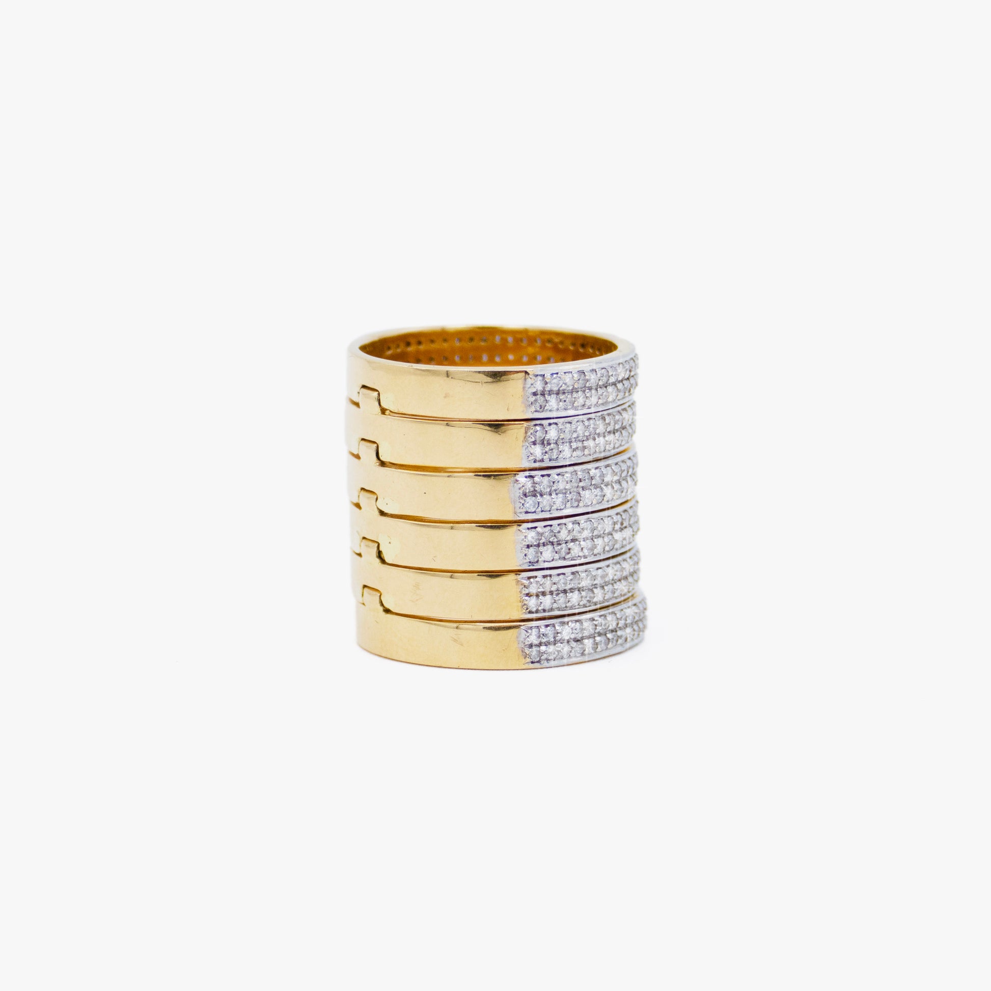 AM Studio 18KT Gold and Diamond Stacked Ring