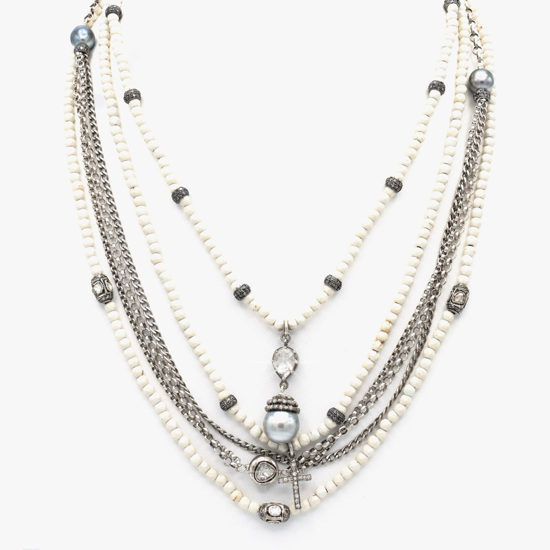 AM Studio Beaded Necklace WIth Tahitian Pearl