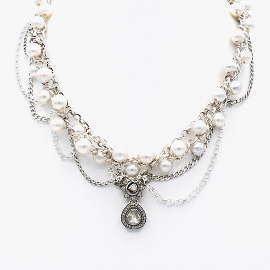 South Sea Pearl and Polki Diamond Necklace