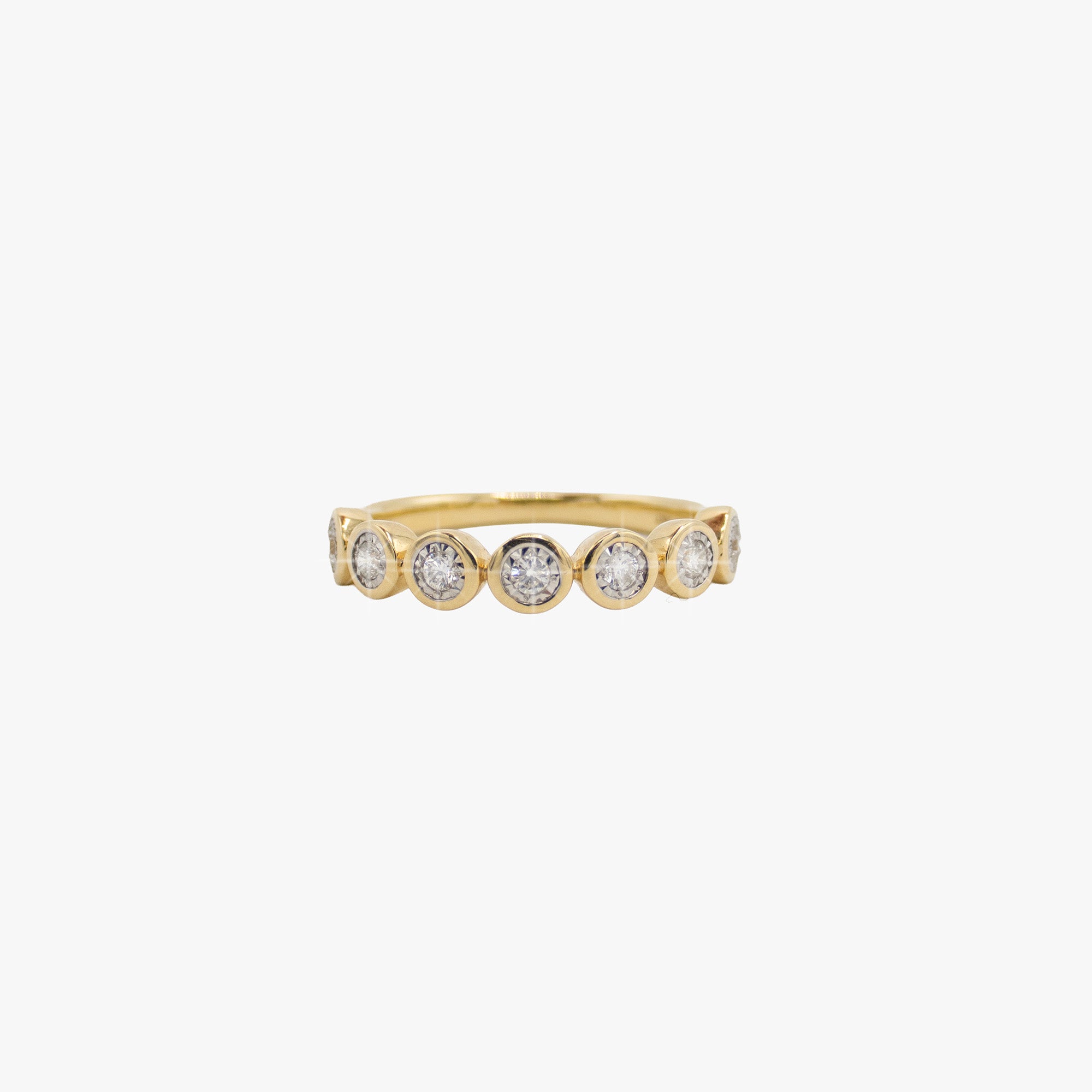 14K gold band with diamonds