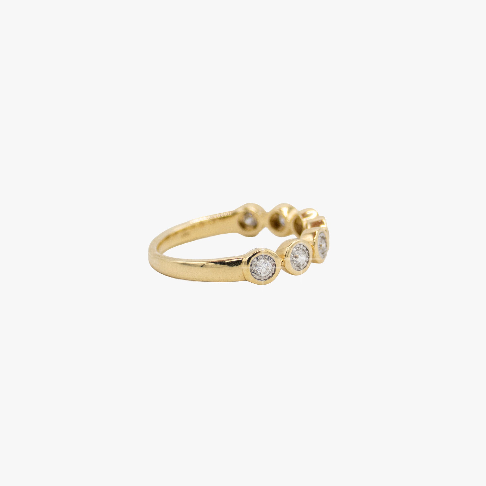 14K gold band with diamonds