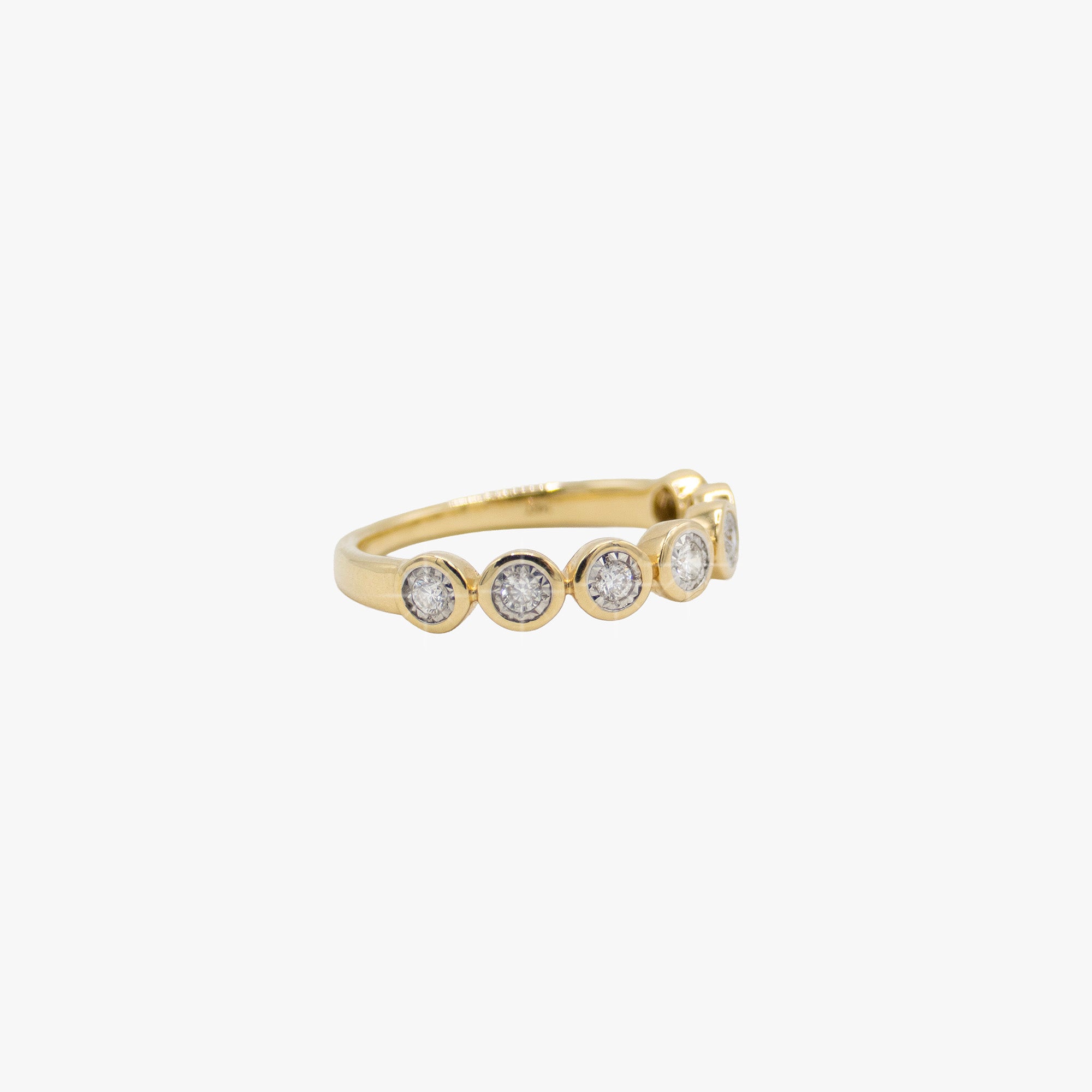 14K gold band with diamonds