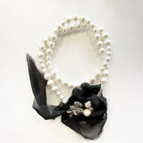 AM Studio Faux Pearl Necklace with Crystal and Pearl Rosette