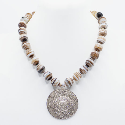 Agate Diamonds Necklace
