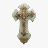 Antique French Holy Water Crucifix Plaque