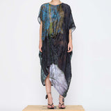 Barbara Bologna Silk Viscose Print Dress — front view, fluid print dress in 67% viscose and 33% silk, one size, made in Italy