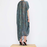 Barbara Bologna Silk Viscose Print Dress — back view, fluid print dress in 67% viscose and 33% silk, one size, made in Italy