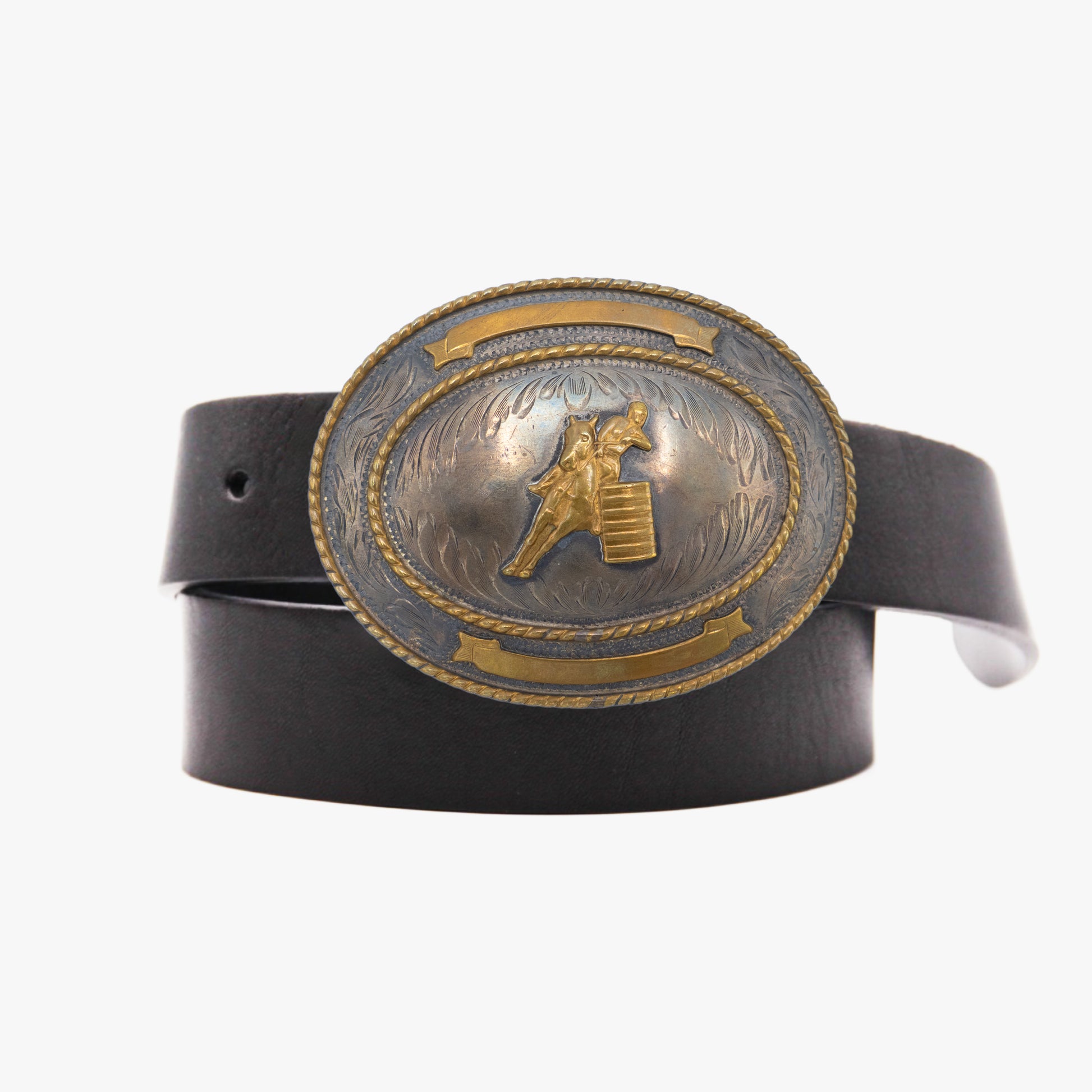 Vintage rodeo buckle and leather belt