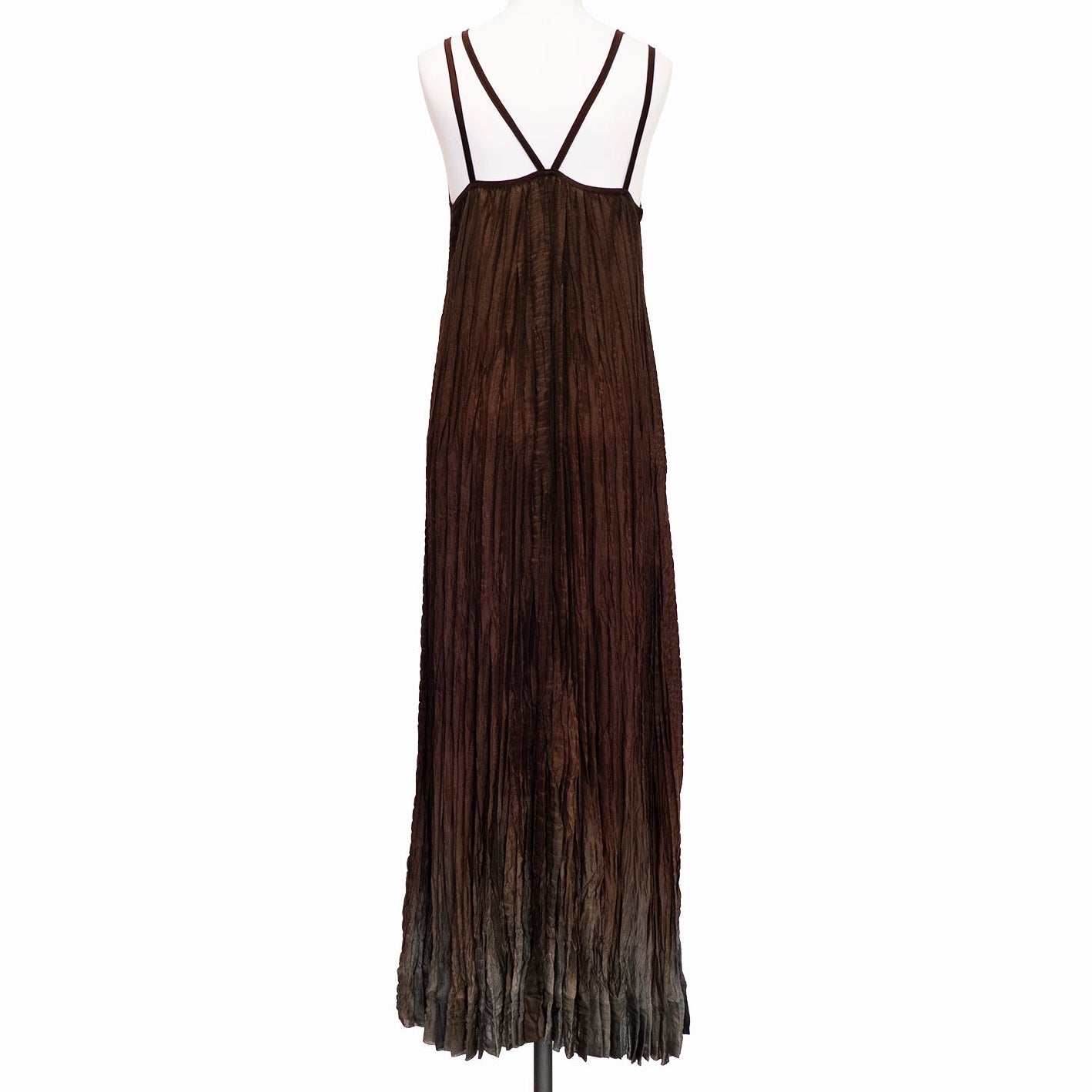 Brown Hand-Dyed Silk Slip Dress