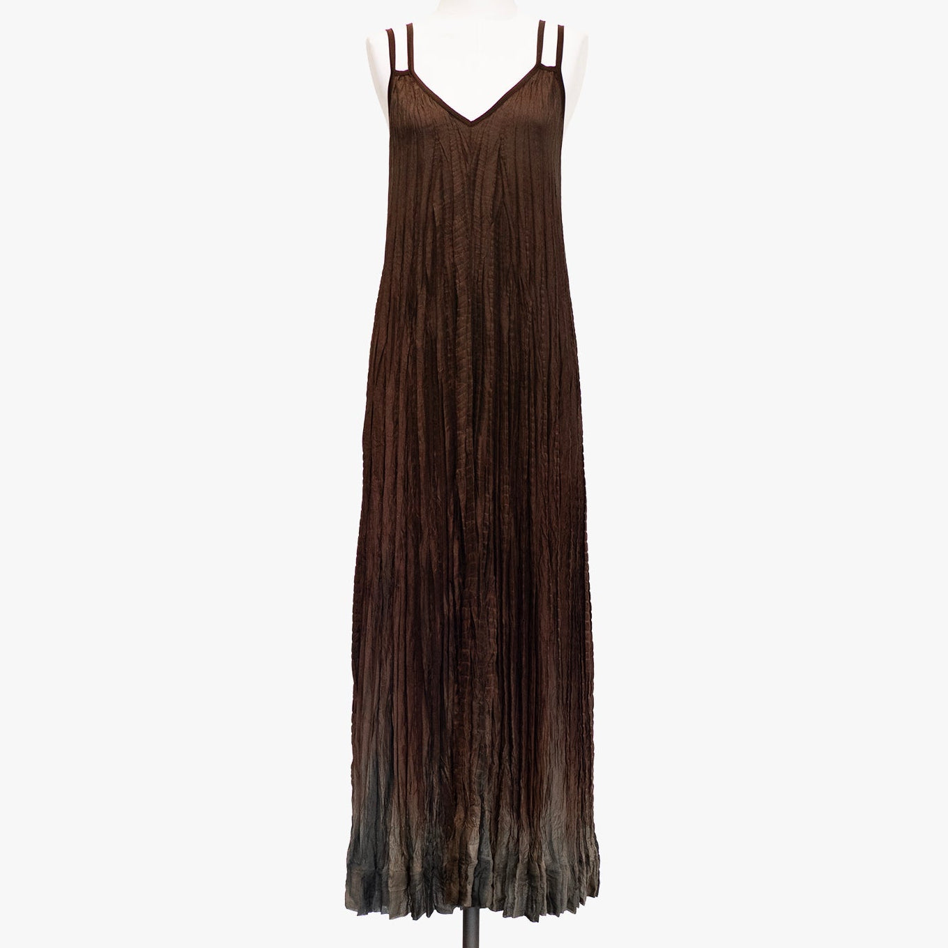 Brown Hand-Dyed Silk Slip Dress