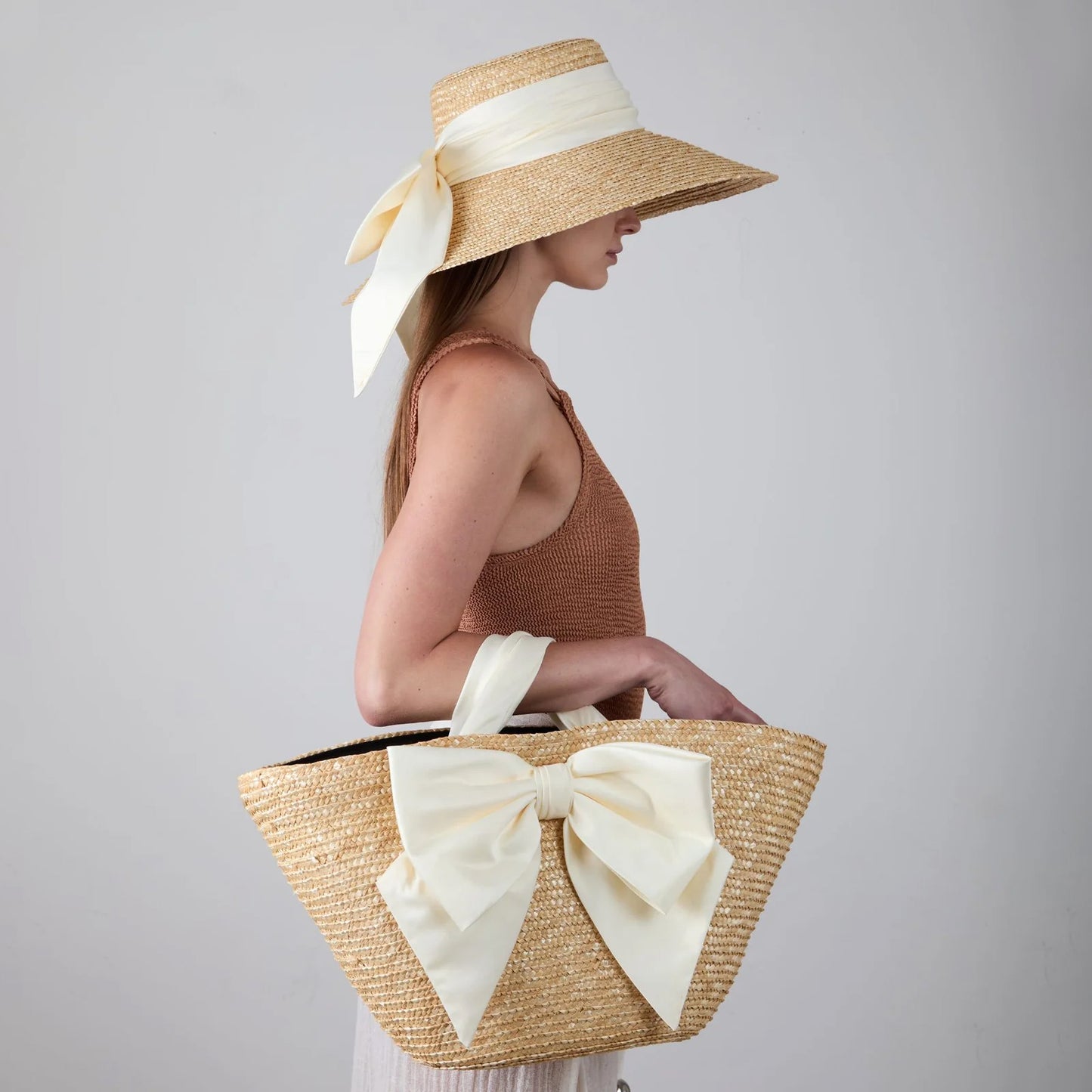 Mirabel Hat with Cream Satin Bow
