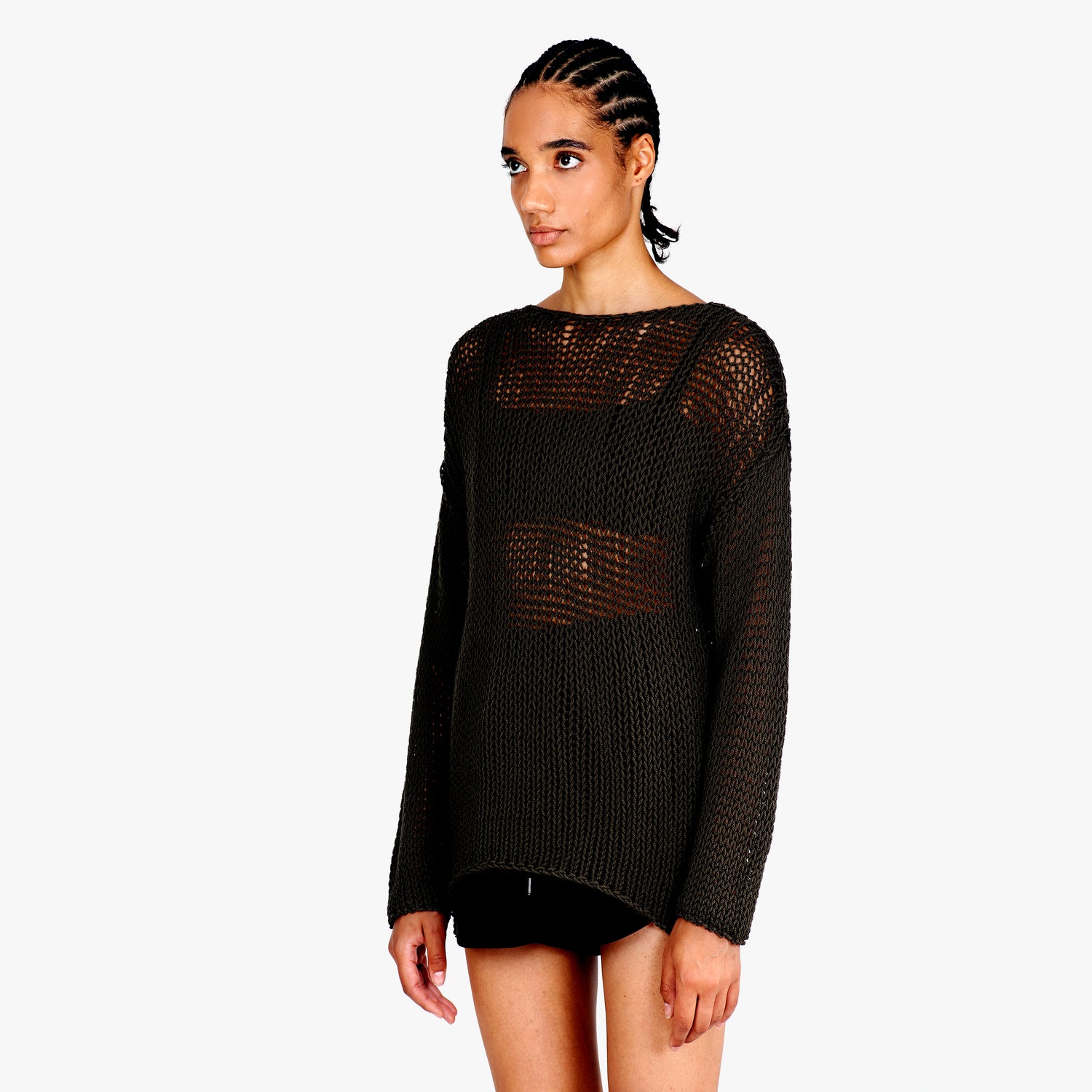 Isabel Benenato Cotton Mesh Knit Sweater