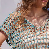 Knit Crop Top - Teal/Gold