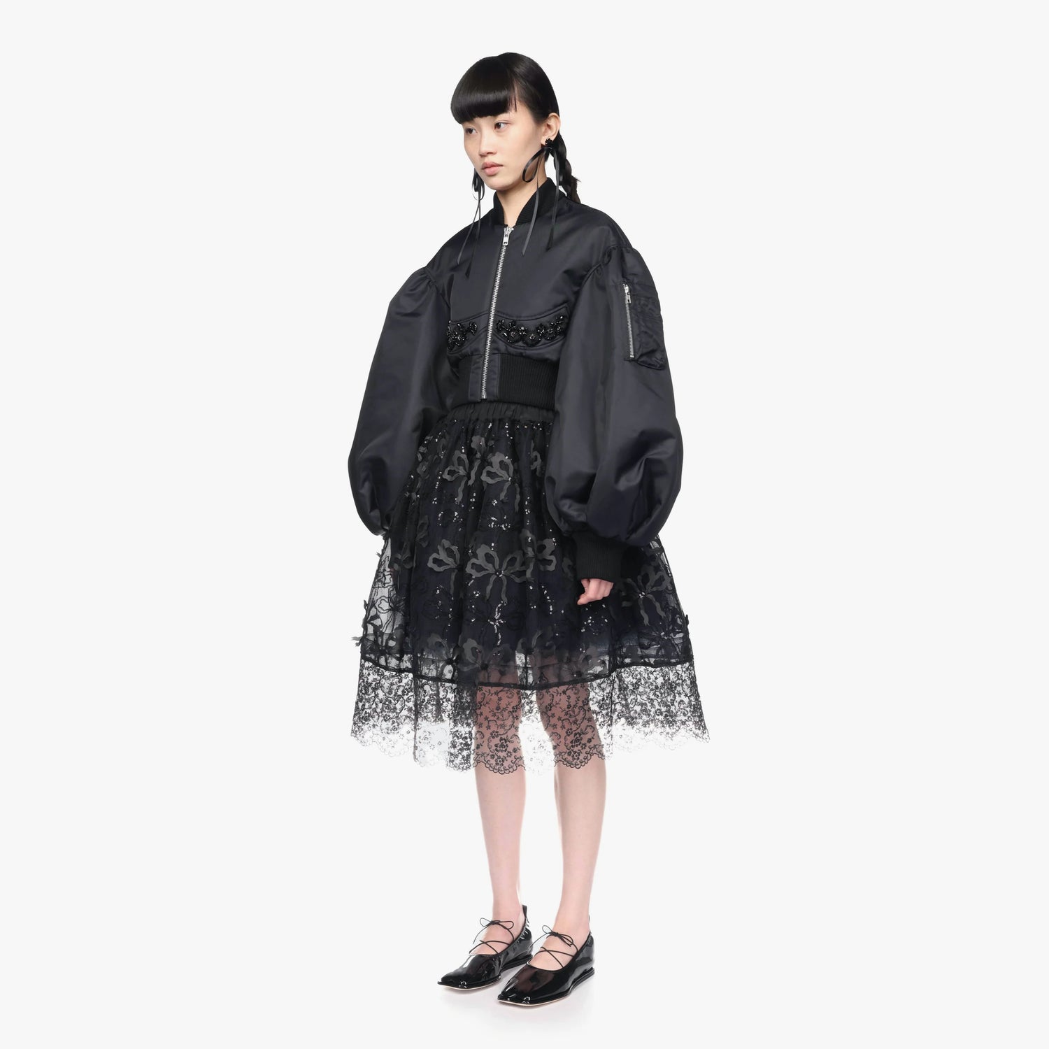 Simone Rocha Cropped Embellished Bomber Jacket