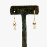Fire Opal, Moonstone and Fresh Water Pearl Earrings
