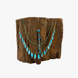 Turquoise, Antique Beads and 18KT Daisies Necklace