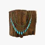 Turquoise, Antique Beads and 18KT Daisies Necklace