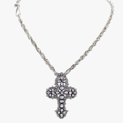 Irit Designs Rose Cut Diamonds and Sterling Silver Cross Necklace