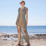 Knit Kimono Duster - Teal/Gold