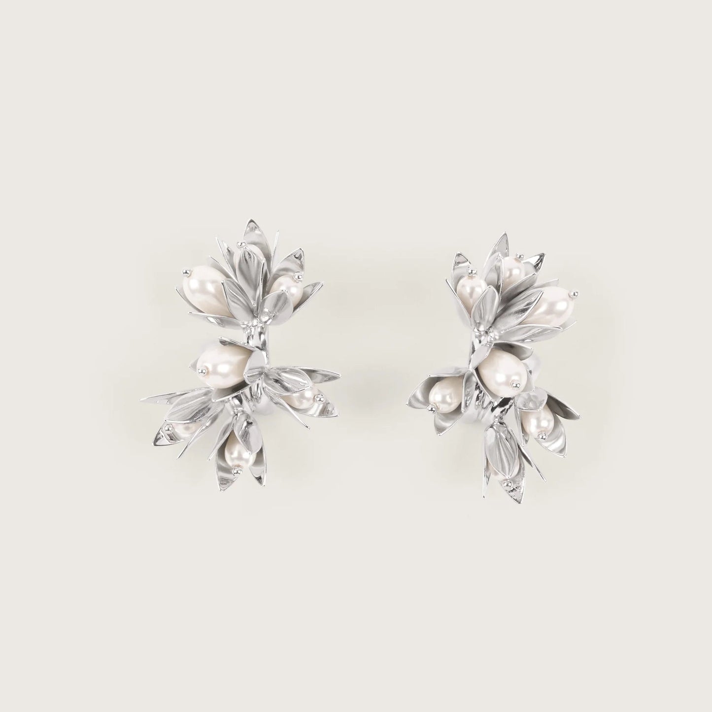 Encased Pearl Flower Cluster Earrings