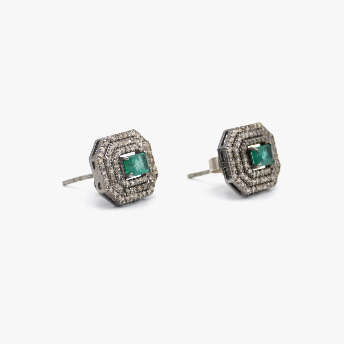 Irit Design Emerald and Diamonds Studs