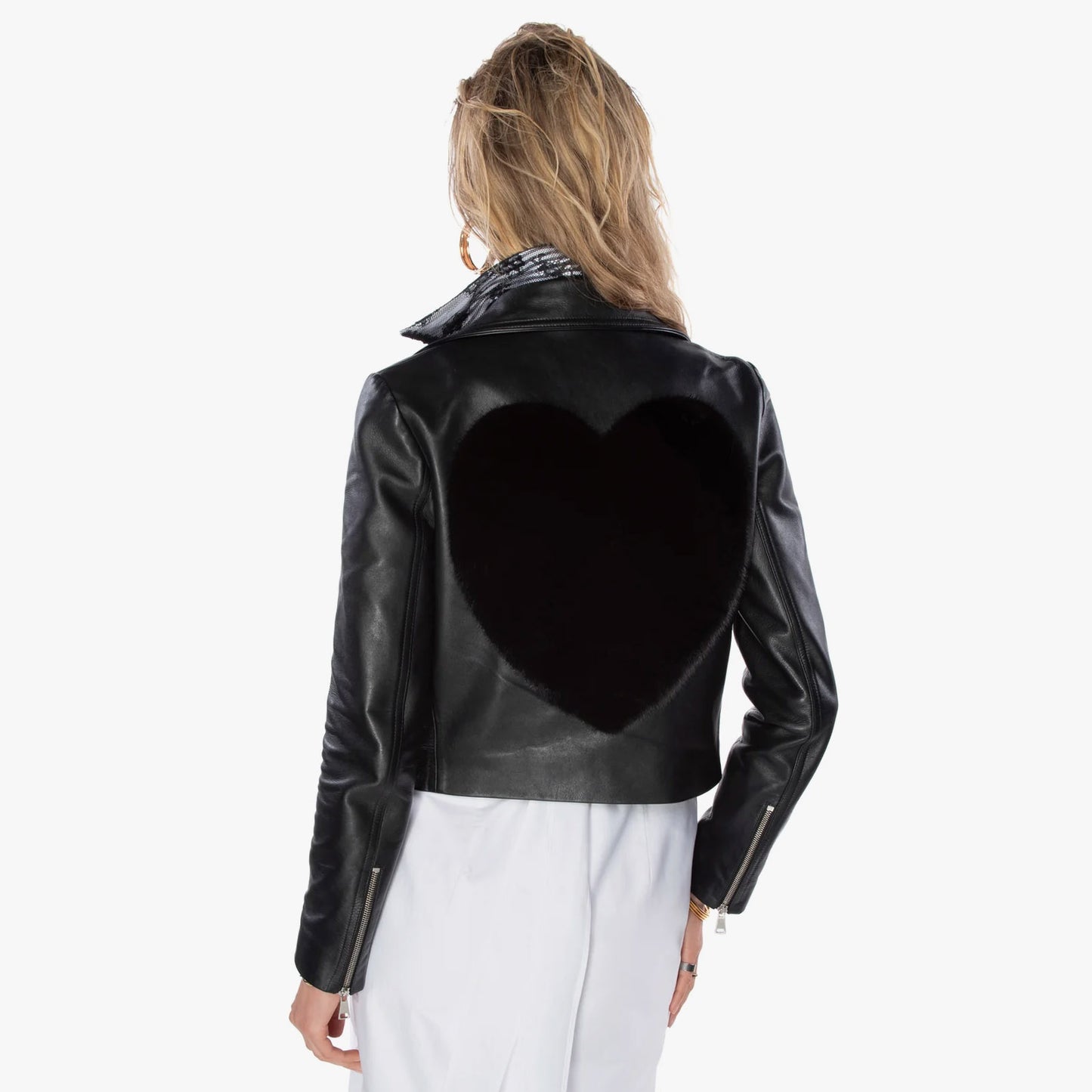 Tomei Leather Jacket With Fur Heart