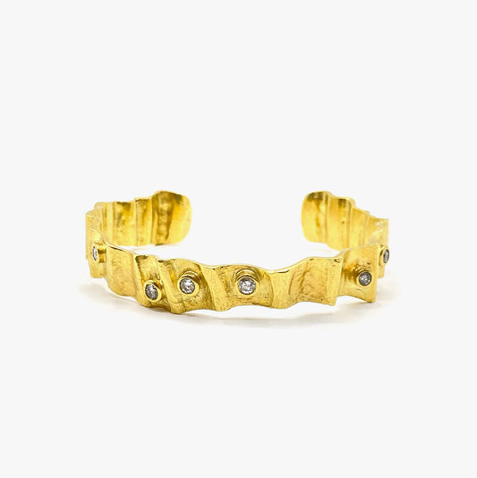 18K Gold Ruffle Cuff with Diamonds