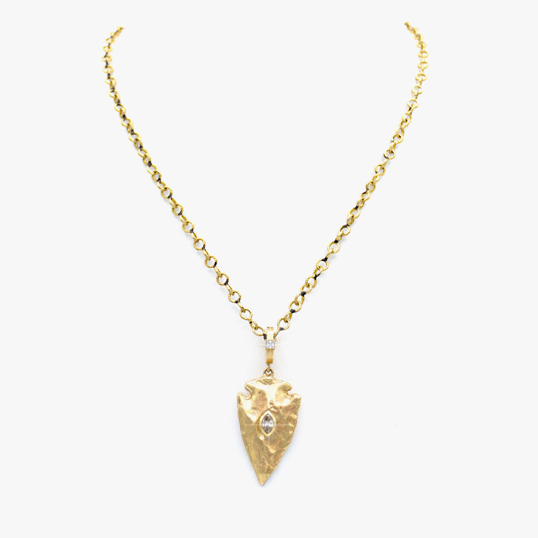 Irit Design 14K Gold Shield and Diamond Necklace