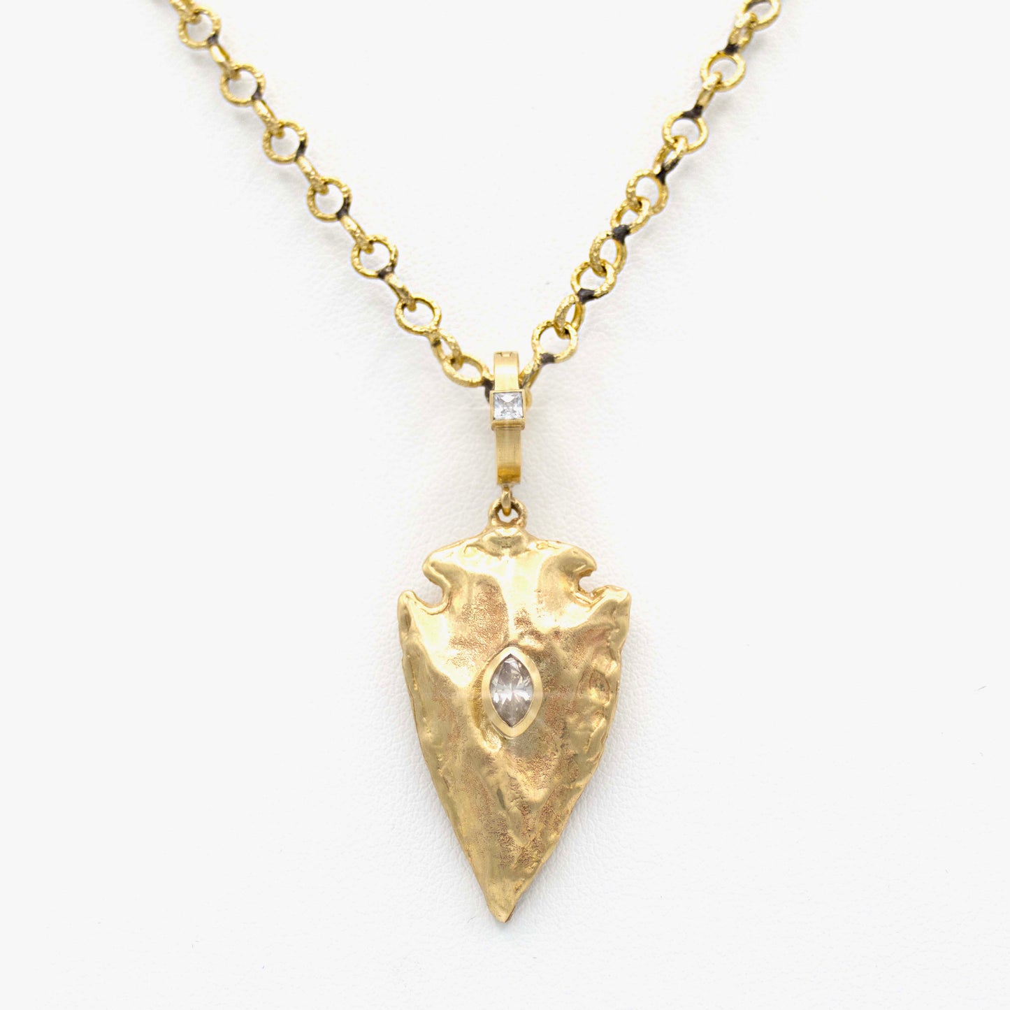 14K Gold Arrowhead and Diamond Necklace