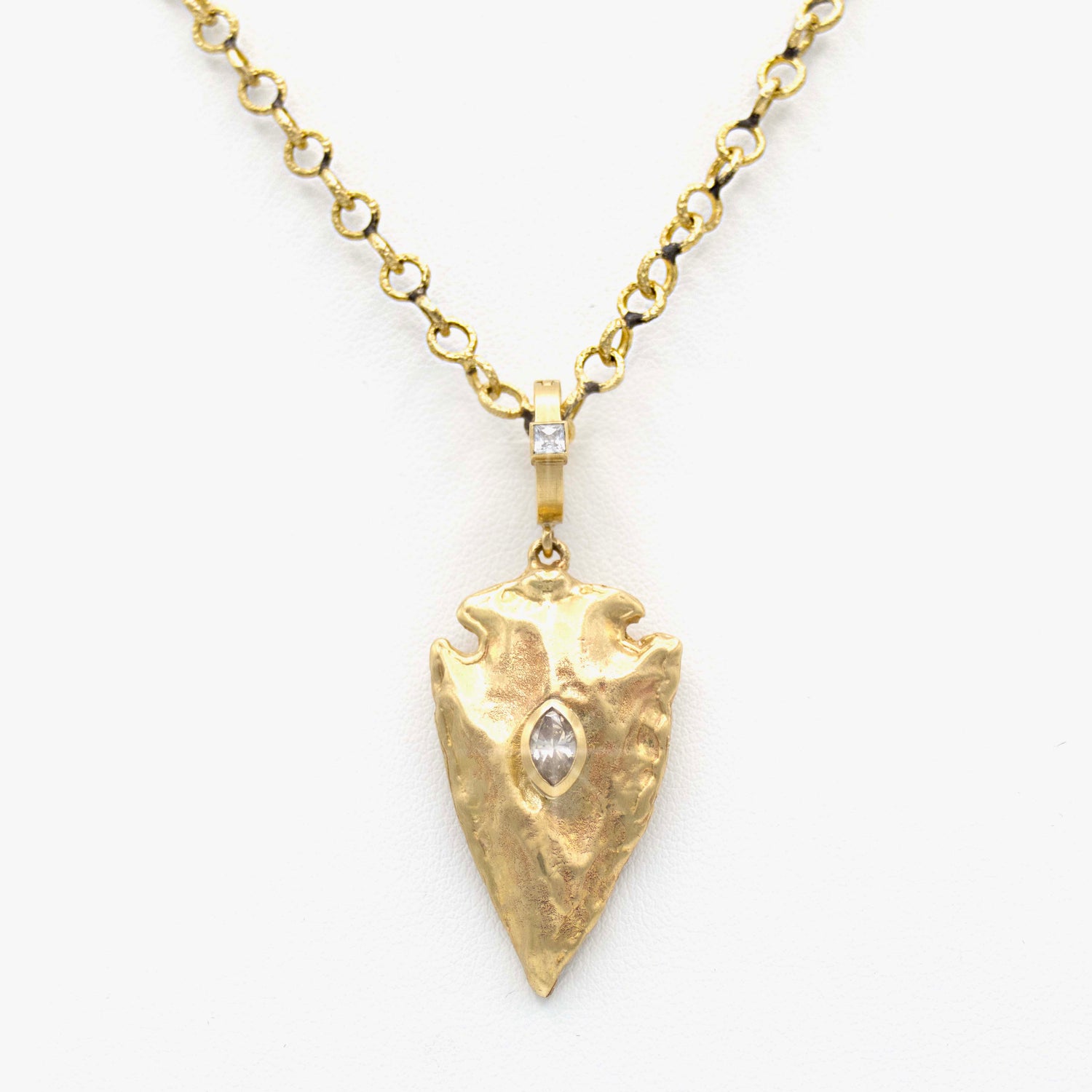 Irit Design 14K Gold Shield and Diamond Necklace