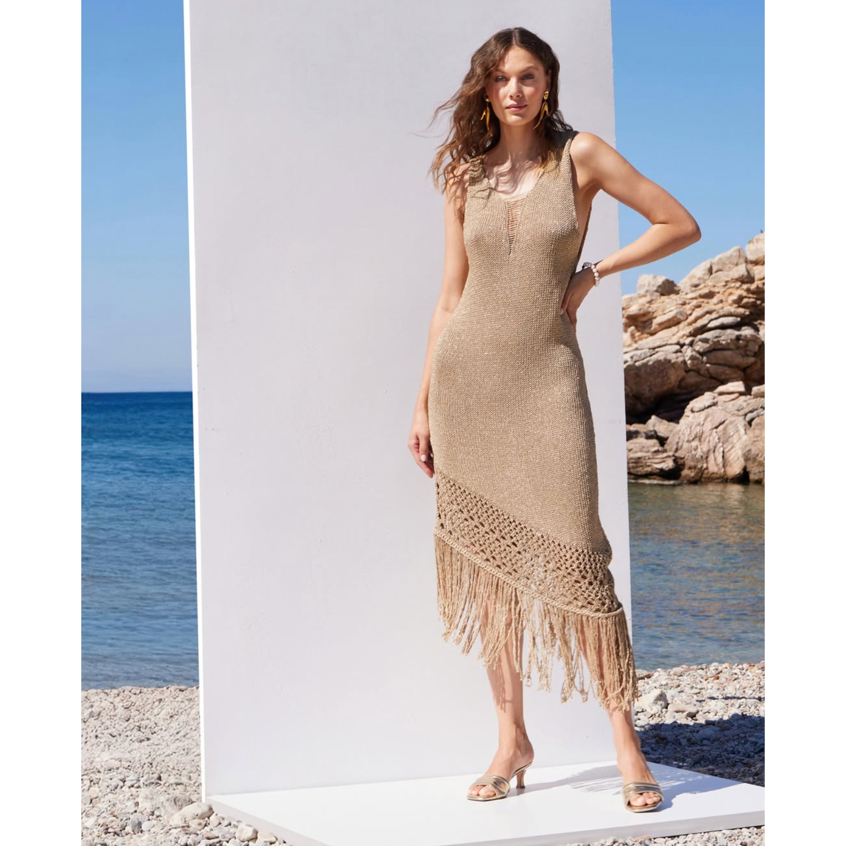 Knit Asymmetrical Dress - Gold Knit Asymmetrical Dress - Gold