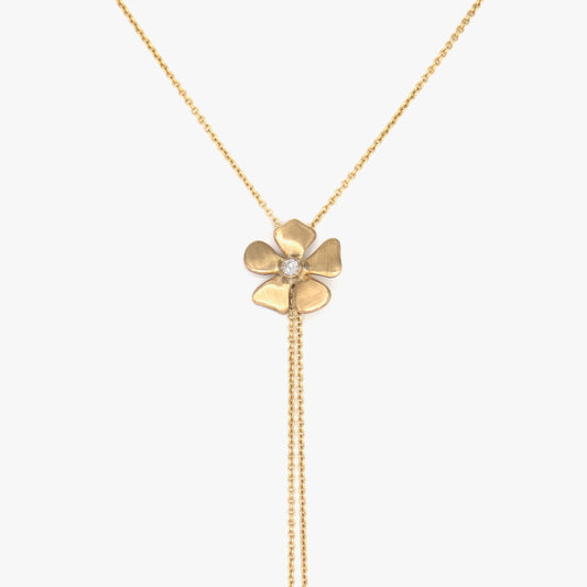 Gold & Diamond Flower Lariat Necklace