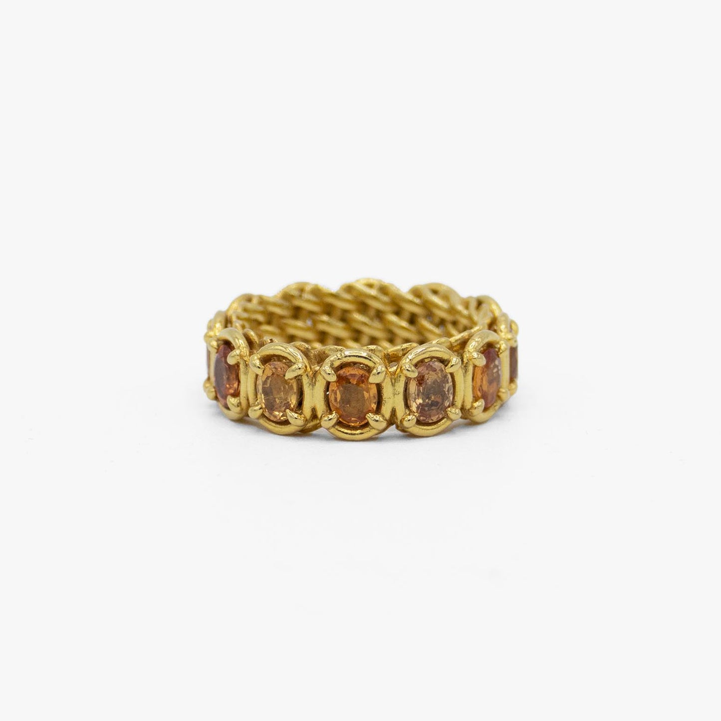 Woven Crown - 18K Gold and Orange Sapphire Rings