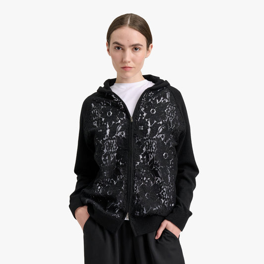 Lace and Cashmere Bomber Hoodie