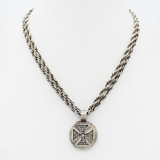 Diamond and Sterling Silver Cross Necklace