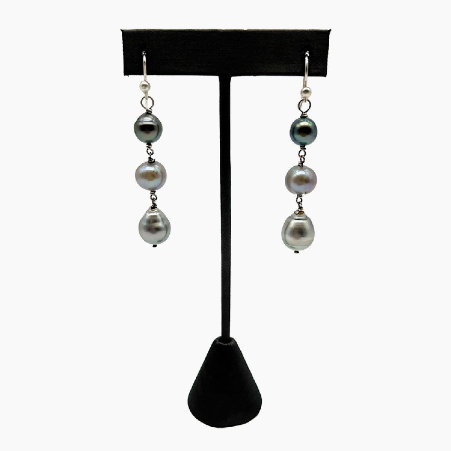 Tahitian Pearls and Sterling Silver Earrings