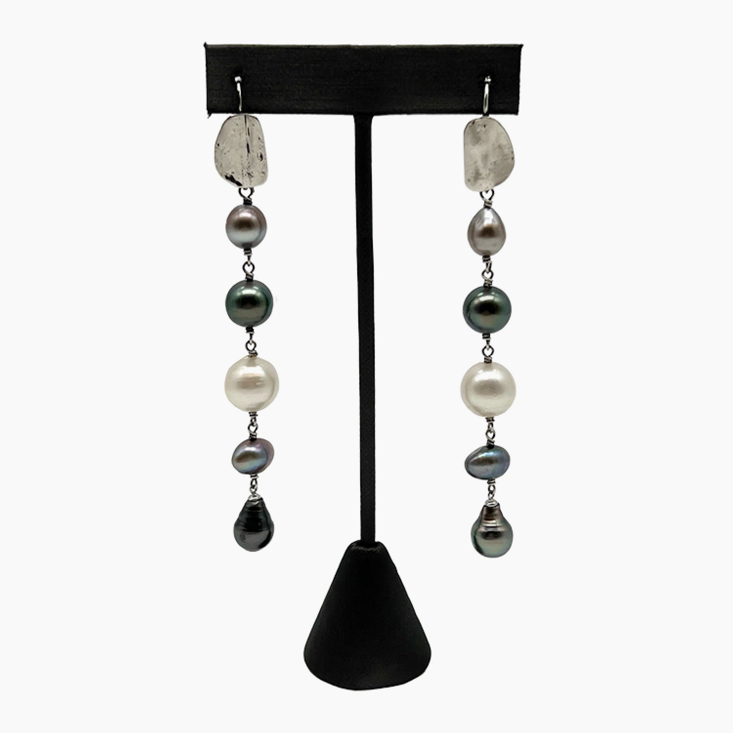 Tahitian Pearls and Sterling Silver Earrings