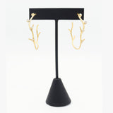 18K Gold Branch Hoop Earrings with Diamonds