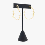 18K Gold Branch Hoop Earrings with Diamonds