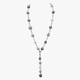 Pearl lariat necklace on sterling silver chain