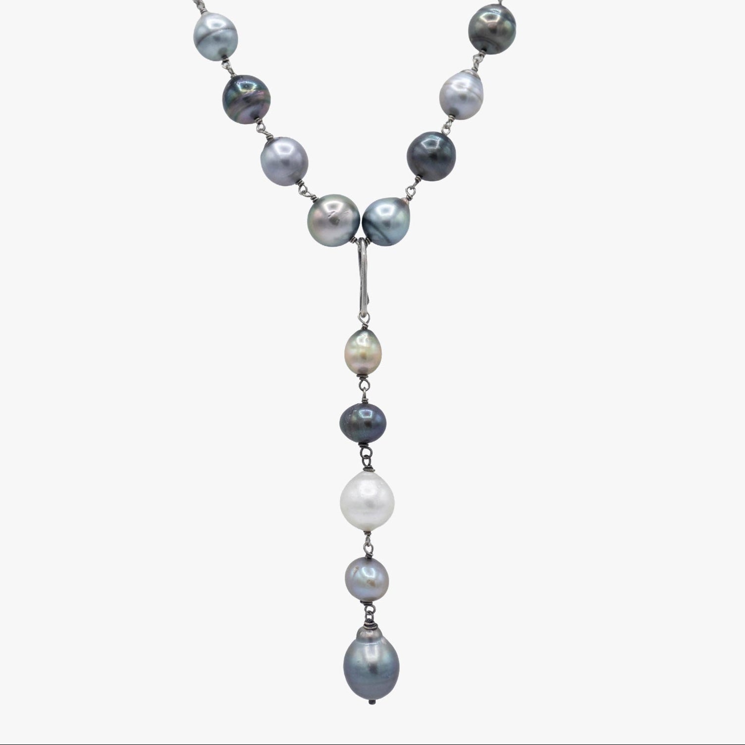 Tahitian pearl lariat necklace with detachable lariat